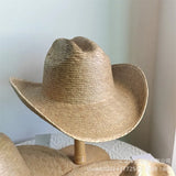 Boho Cowboy Hat - Natural Palm Leaf Wide Brim Hat