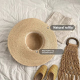 Boho Sun Beach Hat - French Raffia Wide Brim Straw Hat