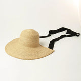 Boho Sun Beach Hat - Retro Handwoven Raffia Wide Brim Hat