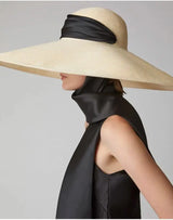 Boho Sun Beach Hat - Wide Strap Dome Straw Hat