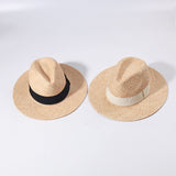 Raffia Panama Hats For Women Summer Sun Hat French  Top Beach Hats Sunshade Ladies Vacation Straw Hats