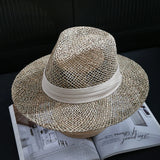 Boho Sun Beach Hat - Handwoven Seagrass Panama Hat