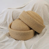 Boho Pillbox Hat - Natural Raffia French Beret Hat