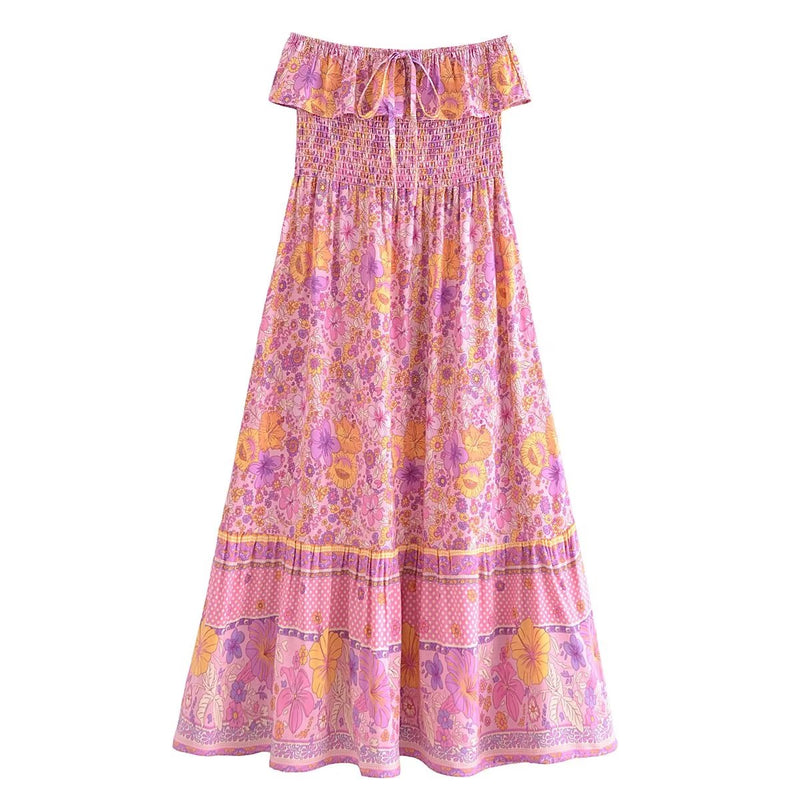 Boho Dress - Sundress - Smocked Dress Scilla Primrose in Pink and Blue