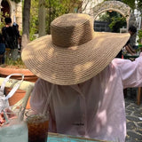 Boho Sun Beach Hat - French Raffia Wide Brim Straw Hat