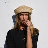 Boho Pillbox Hat - Raffia Sailor Straw Hat