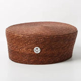 Boho Pillbox Hat - Handwoven Straw Beret Beach Hat
