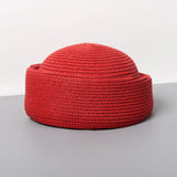 Boho Pillbox Hat - Natural Raffia French Beret Hat