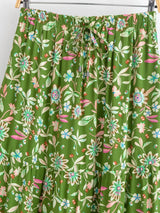 Happie Queens Summer Women Sun Floral Printed Beach Bohemian Maxi Skirt with Pockets Ladies Rayon Pleated Vacation Boho Skirts