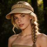 Boho Visor Hat - Striped Open Crown Sun Hat