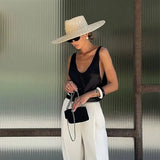 Boho Boater Hat - Wide Brim Nature Straw Beach Hat