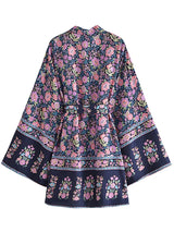 Boho Kimono Robe – “Blue Mirage” Short Cover-Up for Beach & Lounge