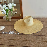 Boho Boater Hat - Wide Brim Nature Straw Beach Hat