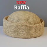 Boho Pillbox Hat - Natural Wheat Straw Beret Hat