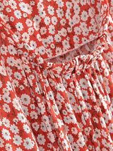 Maxi Dress - Boho Dress - Maxi Boho Sundress - Red White Daisy