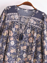 Boho Blouse – “Wild Petal” – Boho Floral Tunic Tops in Pink & Blue