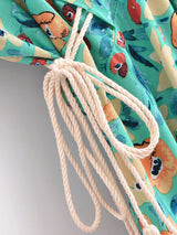 Bohemian Maxi Dress – “Jade Garden” Green Floral Batwing Tie-Waist Maxi Dress