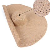 Boho Sun Beach Hat - Oversized Wide Brim Travel Straw Hat