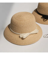 Boho Sun Beach Hat - Wide Brim Straw Hat with Bow