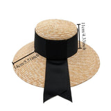Boho Sun Beach Hat - Wide Brim Straw Boater Hat with Bow Ribbon