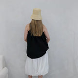 Boho Sun Beach Hat - Natural Straw Wide Brim Bucket Hat