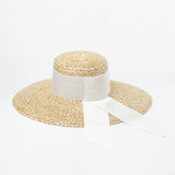Boho Sun Beach Hat - Handwoven Lace Straw Hat with Bow Ribbon