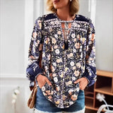 Boho Blouse – “Wild Petal” – Boho Floral Tunic Tops in Pink & Blue