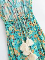 Boho Maxi Dress – “Coastal Reverie” Open Back High-Low Summer Sundress