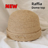 Boho Pillbox Hat - Natural Raffia French Beret Hat