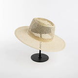 Boho Sun Beach Hat - Handwoven Hollow Wide Brim Straw Fedora Hat