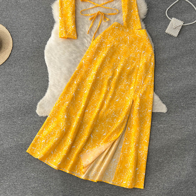 Vintage Two-Piece Set - Boho Matching Top and Skirt - Summer Vacation Sylvie Yellow