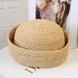Boho Pillbox Hat - Raffia Sailor Straw Hat