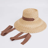 Boho Sun Beach Hat - Wide Brim Straw Hat with Chin Strap