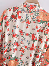 Boho Robe, Kimono Robe, Beach Cover up, Short Robe, Shelta White Floral