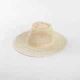 Boho Sun Beach Hat - Handwoven Hollow Wide Brim Straw Fedora Hat