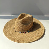 Boho Panama Hat - Oversized Raffia Tassel Straw Hat