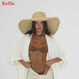 Boho Sun Beach Hat - 18cm Natural Raffia Wide Brim Hat