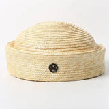 Boho Pillbox Hat - Natural Wheat Straw Beret Hat