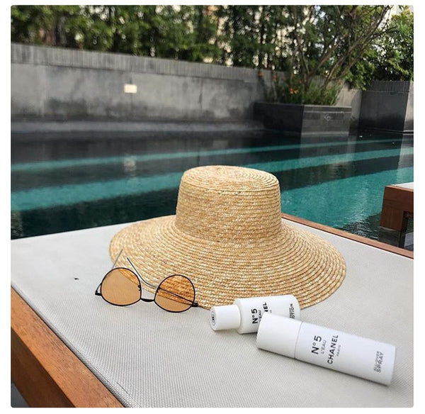 202305-tou ins dropshipping summer handmade straw wide brim Sunshade sunscreen lady beach cap leisure sun  hat
