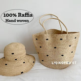Boho Sun Beach Hat - Raffia Hat and Woven Tote Set