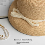Boho Sun Beach Hat - Wide Brim Straw Hat with Bow
