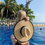 Boho Panama Hat - Natural Wheat Straw Wide Brim Hat