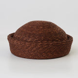 Boho Pillbox Hat - Handwoven Straw Beret Beach Hat