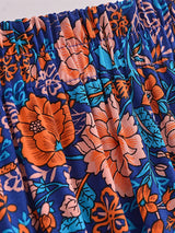 Boho Maxi Skirt – “Wild  Bloom” Floral Gypsy Skirt in  Navy,Purple & Turquoise