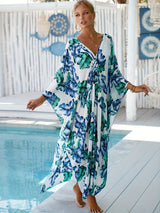 Boho Maxi Dress - Beach Dress, Kaftan Dress Akari Blue Tie Dye Coconut