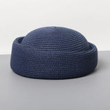 Boho Pillbox Hat - Natural Raffia French Beret Hat