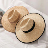 Boho Panama Hat - Natural Wheat Straw Wide Brim Hat