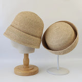 Boho Pillbox Hat - Raffia Sailor Straw Hat