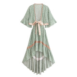 Bohemian High-Low Dress – “Savanna Rose” Leopard Print Tie-Waist Backless Boho Dress