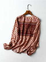 Boho Top for Women – Bohemian Blouse - “Tangerine Coast” Teal & Pink